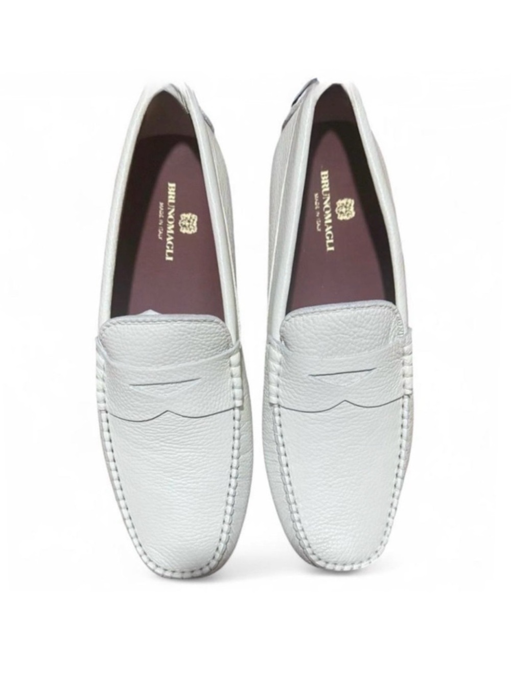 Bruno Magli Off-White Pebble Leather Driver Loafers Size EU 43/ US 10 Men’s